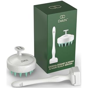 Datchi Derma Stamp & Scalp Massager - Huidverzorging, Microneedling Tool voor Baard & Hoofdhuid, Scalp Scrubber met Zachte Siliconen, Dermastamp - Derma Roller voor Vrouwen & Mannen 0,25 mm 2-in-1 Kit