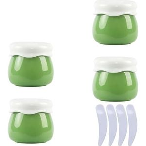 OIFAODAO， Pak van 4, lege roze 10 ml plastic cosmetische potten containerpot lippenbalsem lotion opslagcontainer gezichtscrème reisfles + x spatel ，Cosmetische potjes(Groen)