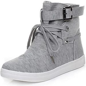 A/U Womens laarzen, anti-slip hoge schoenen canvas schoenen mode eenvoudige casual schoenen, Grijs, 39.5 EU