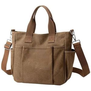 Crossbodytas van verdikt canvas, multifunctionele schoudertas for dames, handtas met grote capaciteit, draagtas (Color : Dark Brown)