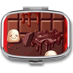 Cartoon Chocolade Pillendoos Pil Case Leuke Pil Organizer Pil Houder Geneeskunde Pil Organizer Pil Container Dagelijkse Pil Organizer Kleine Pillendoos Pil Case voor Portemonnee Pocket