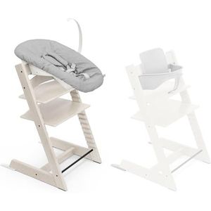 Stokke Tripp Trapp stoel (gebleekt) met babyset en babyset (wit) – veilig, verstelbaar en ergonomisch design