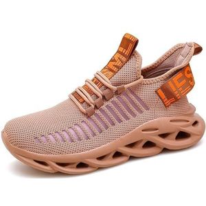Blade-sneakers for heren, modieuze vlieggeweven mesh buitensportschoenen, lichtgewicht wandelschoenen, fitness-dempingsschoenen (Color : Brown, Size : 43 EU)