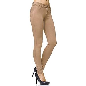 Elara Dames Stretchbroek Skinny Fit Jegging Chunkyrayan Bruin H10 44