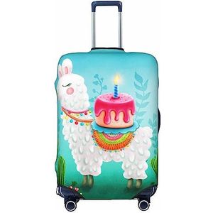 UNIOND Llama Alpaca Cake Cactus Gedrukt Bagage Cover Elastische Reizen Koffer Cover Protector Fit 18-32 Inch Bagage, Zwart, X-Large