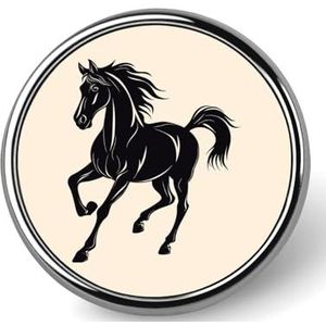 Paard Paarden Zwarte Hengst Ronde Broche Pin Voor Mannen Vrouwen Aangepaste Badge Knop Kraag Pin Voor Jassen Shirts Rugzakken