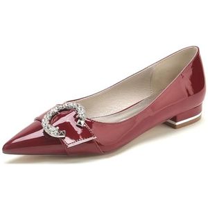 EICOFF Dames Strass Lage Hakken Trouwschoenen Puntige Gesloten Teen Slip-op Flats Jurk Pumps Sandalen Bruiloft Bruids Party Werk Dansen Schoenen,Burgundy,36 EU