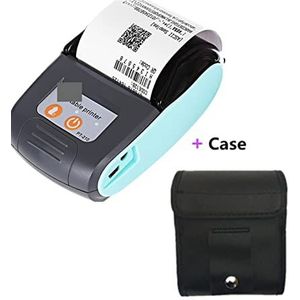 Mini Inkjet Printer PT210 58 mm thermische bonprinters USB Bluetooth-compatibele interface Draadloos verbinden met telefoon Gratis toepassing Miniprinter instelbare afdrukhoogte(Blue Case)