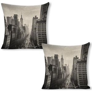 LFDSEPYM Zwart en wit New Yorkkussenslopen 45 x 45 cm decoratieve linnen kussenslopen kussenslopen sierkussens seizoensgebonden boerderij kussenslopen voor bank bank buiten woondecoratie