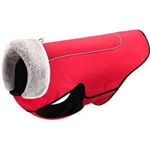 JingRunZe Winter warme hondenkleding waterdichte dikke hondenjas jas reflecterende elastische klittenband hondenkleding rood zwart voor middelgrote grote honden (kleur: rood, maat: L)