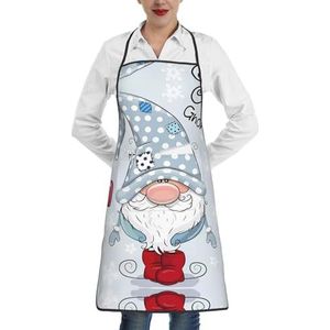 ZhaoYuGoods Leuke polkadot-schorten met zakken voor vrouwen, stijlvolle kookschorten voor keuken, tuinieren, salon, ideale print schort, Schattige kabouter, Eén maat