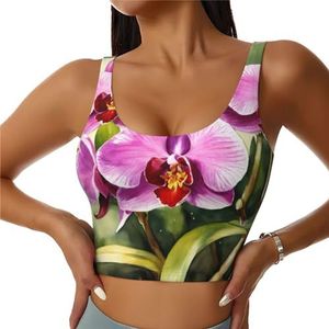 Orchidee Print Casual Wear Vrouwen Sport Vest Yoga Vest Workout Vest Voor Vrouwen Lichtgewicht Trendy, Zwart, S