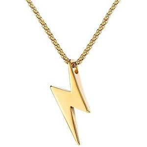 Geschenken voor mannen Mannen Bliksem Hanger Ketting Rvs Bolt Thunder Flash Charm Mannelijke Sieraden (Color : Gold)