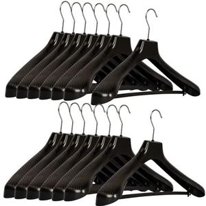 10 stuks kleerhangers, jashanger, SM 45 cm, met brug van kunststof, antislip, 360 graden draaibare haak, brede schouderjas, jasje, jas