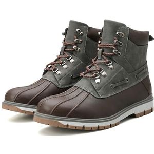 Leren gereedschapslaarzen for heren, modieuze hoge motorlaarzen met veters, antislip casual wandelschoenen for buiten (Color : Dark brown, Size : 47 EU)