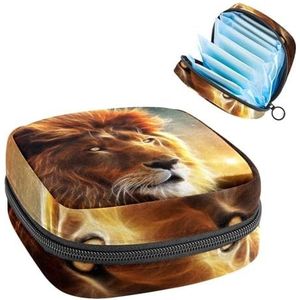 Opbergtas voor maandverband, menstruatiecup zakje tampon tas, menstruatiepads, houder organizer voor vrouwen meisjes, leeuw dier