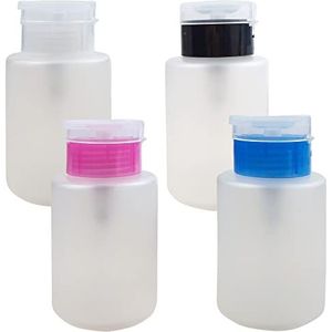 Dispenser, pompfles, 4 stuks, 150 ml, nagellakverwijderaar, fles, transparant, drukdispenser, lege plastic fles, vloeibare flessen, container, reisfles voor remover, nagellakverwijderaar