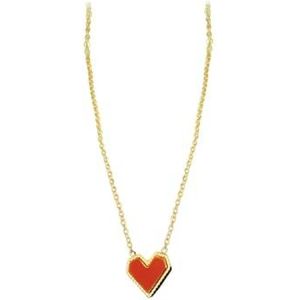 Roestvrij staal rood hart metalen vrouwelijke ketting eenvoudige bijpassende sleutelbeenketting schattige sieraden Valentijnsdag cadeau