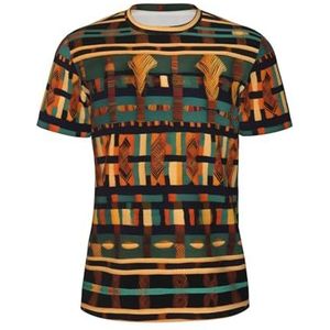 African Classic Weave Print Heren Sport T-Shirt, Ademend Cool Dry Mesh Base Layer Tops Korte Mouw Running Top Gym Shirt, Zwart, S