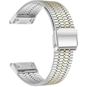 22mm 26mm roestvrijstalen band geschikt for Garmin Fenix ​​7 7X 6 6X Pro 5X Plus Enduro 2 horlogeband geschikt for Forerunner 955 Quick Fit armband (Color : Silver-gold, Size : Quick Fit 22mm)