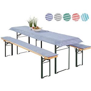 heimtexland ® Kussenset biertentgarnituur 3-delig biertafel tafelkleed bierbank bekleding bierbank pad type 331 Vichy Karo blauw voor tafelmaat 50 x 220 cm