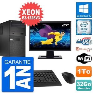 Dell Xeon E3-1225V3 MT, 27 inch (63,8 cm), 32 GB RAM, 1 TB harde schijf, Windows 10, wifi (gereviseerd)