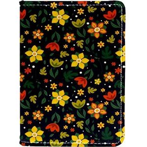 Kleurrijke Bloemen Print Paspoort Clip Portemonnee Houder PU Leer 4x5.5 inch voor Reizigers, Meerkleurig, 10x14cm/4x5.5 in