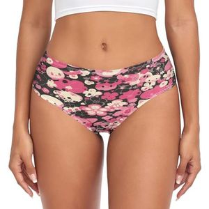 sawoinoa Roze paddenstoel kat stippen onderbroek dames medium taille slip vrouwen comfortabel elastisch sexy ondergoed bikini broekje, Mode Pop, XS