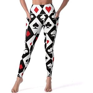 Poker Printing Vrouwen Yoga Broek met Zakken Hoge Taille Legging Panty voor Workout Gym