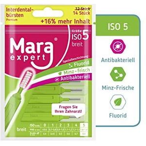 MARA EXPERT - Premium interdentale borstel ISO 5-0,8 mm – premium borstel voor interdentale tanden, met fluoride, chloorhexidine en munt