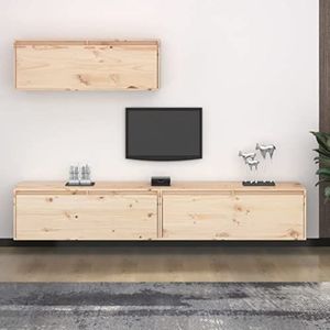 AJJHUUKI Entertainmentcentra en tv-standaards TV-kasten 3 stuks massief houten grenen meubels