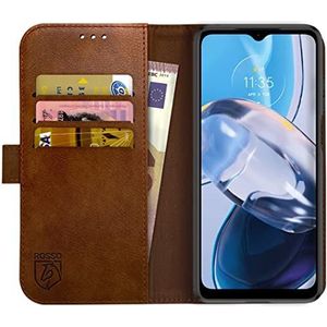 Rosso Element Book Case Wallet Hoesje Geschikt voor voor Motorola E22 / E22i | Portemonnee | 3 Pasjes | Magneetsluiting | Stand Functie | Bruin