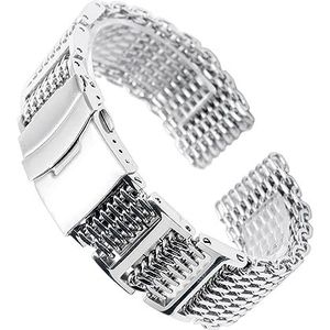 20 22 24mm Shark Mesh Zilver Roestvrij Stalen Horlogeband Vervangende Armband Mannen Vouwsluiting Met Veiligheid Horloge Band Band (Size : 24mm)