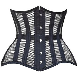 Hi-GERMANWEARS Ultimate Waist Training Corset - Ademend Double Steel Boned Underbust Cincher voor vrouwen - Bummy Control & Posture Support, zwart, 3XL