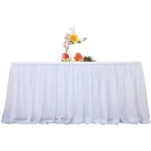 Tafelrokken 6ft kant taft tutu tule tafelrok voor ronde of rechthoekige tafel babyshower verjaardagsfeest benodigdheden (kleur: witte tafelrokken, maat: 6 ft)