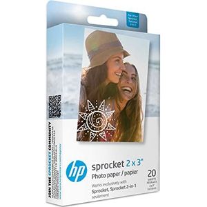 HP Zink Sticky-Backed Fotopapier, wit, glanzend, inkjet, 2 x 3, 20 vellen, 20-25 °C