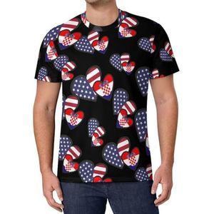 Interlocking Hearts Amerikaanse Kroatië vlag heren T-shirt met korte mouwen casual ronde hals T-shirt mode zomer tops