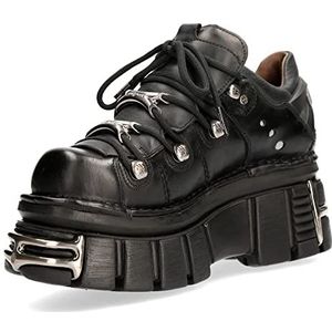 NEW ROCK Platform Plus ICONIC 106 Enkellaarzen Leer Zwart Dames Zwart Zwart Vrouwen Enkellaarzen M.120N-S27, Negro, 36 EU