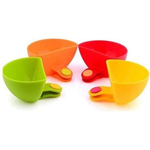 4 Pack Dip Clips Bowl Plate Clip-on Houder, Verschillende Dip Clip Container Schaal voor Sauce, Zout Azijn Suiker Smaak Kruiden Bowl/willekeurige Kleur