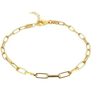 Gouden S925 sterling zilveren armband, witgouden papercliparmband, eenvoudige sieradenarmband(Style:Golden)