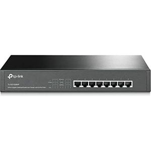 TP-Link PoE Switch 8-Port Gigabit, 8 802.3af/at PoE+ Ports up to 30 W For Each PoE Port and 153 W For All PoE ports, Metal Casing, 13 Inch RackMount/Desktop(TL-SG1008MP)
