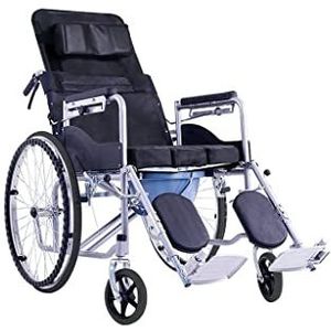 Lichtgewicht rolstoel mobiliteitshulpmiddelen 3 versnellingsverstelling halfliggende rolstoel, ultralichte reisrolstoel, draagbare opvouwbare transportrolstoel comfort reisstoel rolstoel (kleur: zwart)