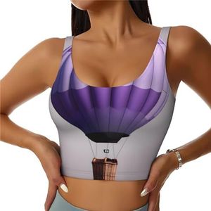 Lavendel Hete Lucht Ballon Print Casual Wear Vrouwen Sport Vest Yoga Vest Workout Vest Voor Vrouwen Lichtgewicht Trendy, Zwart, S