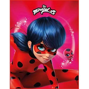 Miraculous Ladybug Kinderkamertapijt Stars rood/roze, 100 x 130 cm, antislip, geluidsremmend, kindertapijt, cartoon-speelkleed, speelonderlegger meisjes, marinette, lady, bug, kat, Noir Parijs