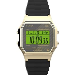 Timex Digitaal herenhorloge met plastic band T80, zwart/goud, TU EU, Riemen.
