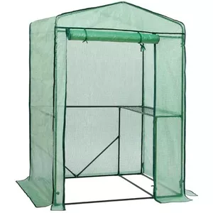 COSTWAY 50 x 100 cm broeibak, mini-broeikas met transparante pvc-afdekking, broeikas, kruidenbed van hout, plantenbak, verhoogd bed, broeibak voor tuin en balkon