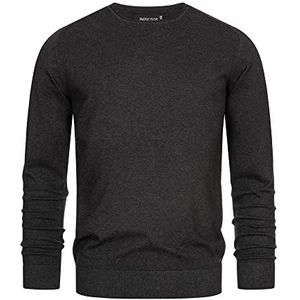 Indicode Heren Gamal Knit Sweater | Gebreide trui van 80% katoen Charcoal Mix M