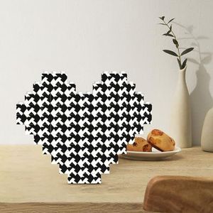Bouwsteenpuzzel hartvormige bouwstenen pied-poule zwarte puzzels blokpuzzel voor volwassenen 3D micro bouwstenen voor huisdecoratie bakstenen set