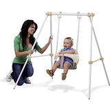 Smoby - Baby Swing, schommel geschikt voor binnen en buiten, veilige metalen structuur, stabiel en robuust, kleur: beige, geschikt vanaf 6 maanden - 120 x 124 x 120 cm