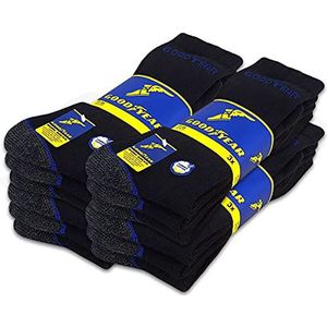 Goodyear 12 paar werksokken voor heren, werksokken, business, maat 41-45, zwart